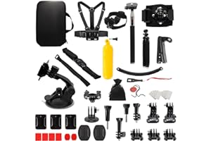 MMOBIEL Zestaw akcesoriów do kamery sportowej 50 w 1, kompatybilny z GoPro Hero 11, 10, 9, 8, 7, 6, 5, 4, GoPro Max, Fusion, DJI Osmo Action, AKASO, Insta 360 itp. - W zestawie uchwyt na głowę kamery