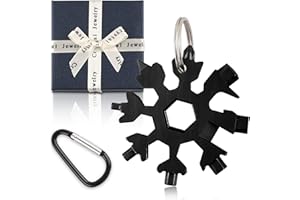 ESPORTIC 18-in-1 Multi-Tool Snowflake, Portachiavi Fiocco di Neve, Strumento Fiocco di Neve, Multi Attrezzo in Acciaio Portatile, Regali Natale per Uomo, Snowflake Attrezzo per All'aperto Campeggio Avventura