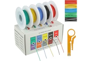 BOJACK Zestaw silikonowych kabli 28 AWG, ocynkowany drut miedziany 300 V, silikonowy przewód elektryczny, zestaw 20 węży φ2 mm (5 kolorów, 10 metrów, 28 AWG), do modeli DIY, urządzeń gospodarstwa