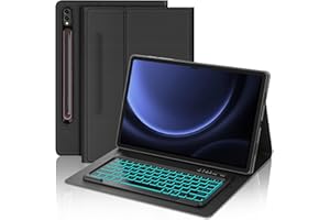 FOGARI Teclado para Samsung Galaxy Tab S9 Ultra 14.6'' 2023 - Teclado Samsung Galaxy Tab S8 Ultra 5G, Funda con Teclado Retroiluminado de 7 Colores,Negro
