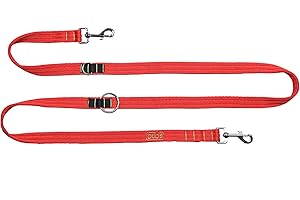 bub's Correa adiestramiento Gran Confort, Correa Tres Posiciones para adiestramiento de 1,15m a 1,85m de Largo y 25mm de Ancho (Rojo)