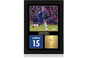 Win FC Mykhailo Mudryk Gerahmtes Foto-Display – Reproduzierte digitale Unterschrift – Geschenk für Chelsea-Fans