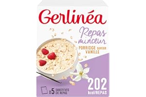 Gerlinéa - Pörridge Saveur Vanille - Aux Flocons d'Avoine Complète et Son d'Avoine - Idéal pour un Petit-Déjeuner Complet - Source de Fibres - 5 Portions - 275 g