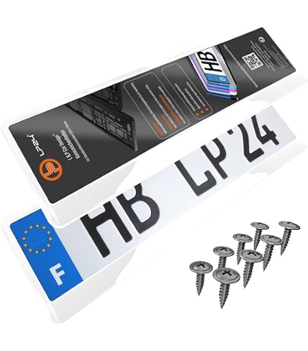 Support Plaque Immatriculation - Lot De 2, Noir, 520x110mm, Avec Vis