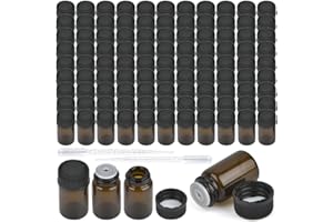 BUYGOO 100pcs 2ml Braune Leere Glasflaschen, Flasche Ätherisches öl mit Orifice, Fläschchen für Ätherische Öle, Mini Leere Bernsteinflasche mit Tropfer, für Ätherisches Öl, Spa, Aromatherapie, Parfüms