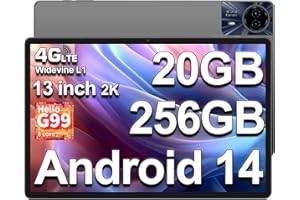 TECLAST T65MAX Tablet 13 Pulgadas Tablet Android 14, 20GB RAM+256GB ROM(TF 8TB), 4G LTE SIM+5GWiFi, Helio G99 Octa-Core 2.2GHz, 2K Tablet, 8MP+13MP/10000mAh/18W/BT5/GPS/Widevine L1/GMS/3.5MM Jack-2025
