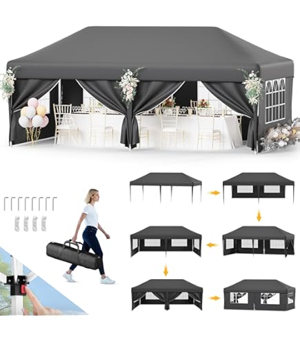 Tillvex Tonnelle étanche 3 X 6 M, Pliable, Pop-up, Réglable En Hauteur, Protection UV 50+, Tente De Réception Avec Sac, Pour Jardin (noir