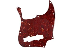 Musiclily Pro 5 Corde 10 Fori Contemporaneo Battipenna J basso Pickguard per Fender Jazz Bass Messicano, 4 strati Vintage Tortoise