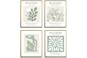 Poster Matisse vert sauge pour chambre à coucher – Esthétique Danois Pastel – Décoration murale abstraite bohème minimaliste pour salon, salle de bain, bureau – Sans cadre 27,9 x 35,6 cm