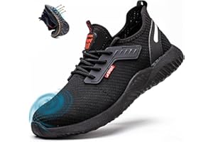VONAIR Unisex Lightweight Steel Toe Safety Trainers – Breathable, Non-Slip, Puncture-Resistant Work Boots for Men & Women, Black