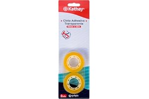 Kathay 86003100. Blister de 2 Cintas Adhesivas Transparentes, 18mmx33m, Gran Resistencia
