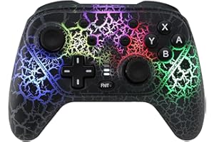 TOGETOP S-05 Mandos Switch, Mando para Switch con 9 Colores de Luz, Turbo, Vibración para Switch/Lite/OLED, Negro