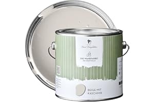 MissPompadour edelmatte Wandfarbe Beige mit Kaschmir 2,5L - sehr hohe Deckkraft - geruchsneutrale, spritzfreie Farbe - atmungsaktive, wasserbasierte Innenfarbe/Deckenfarbe - Die Wertvolle