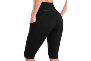 CharmLeaks Women Yoga Shorts with Two Pocket Workout Tummy Control Leggings Running Shorts