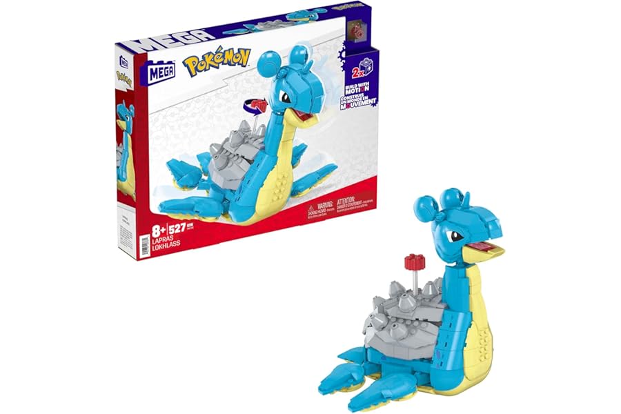 MEGA Pokémon Action Figure Building Toys Set for Kids, Lapras with 527 Pieces and Motion, Buildable and Poseable, 7 Inches Tall, HKT26