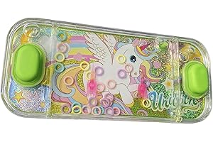 MIBANDERA Mini giochi d'acqua. Giochi d'acqua ad anelli per ragazze e ragazzi. Gioco di abilità di viaggio. Aguaplay. Acqua Geme. Aqua Play. (Unicorno 2 Bottoni Verde)