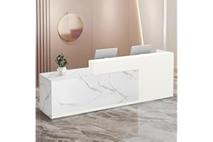 CCUKTFN Bancone Reception Moderno con Spazio di Archiviazione, Scrivania Reception da 100–240 cm con Cassetto e Ripiani, Ideale per Uffici, Saloni, Hall e Negozi