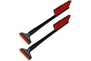 L & P CAR DESIGN [ 2 Stück ] - Eiskratzer Auto mit Besen Murska Eiskratzer Messing 420mm Scheibenkratzer Schneebesen Auto Schneebürste lang Schneefeger Eisschaber Winter Schnee Feger Finnland (2x L&P A056 Schwarz Rot)