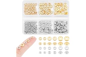 UNICRAFTALE 300 Pièces 2 Couleurs 6 Tailles Perles Espacées Plates et Intercalaires en Acier Inoxydable pour Bracelet et Fabrication de Bijoux