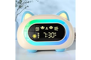 HANSANG Gro Clock, Ok to Wake Clock with Night Light Auto Off Timer Dual Alarm Sleep Training, Cat Kids Alarm with Ear Light Stay in Bed for Kids and Toddlers (Blue)