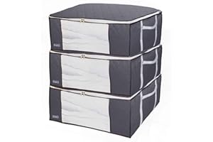 MR HSIUNG & MRS YIN 90L Underbed Storage Bags with Zips, Large Clothes Storage Bags with Strengthened Handles, Breathable Duvet Storage Bag King Size for Comforters, Clothes, Quilt, Blankets, Bedding, No-Smell