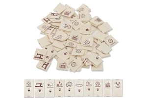 200Pcs Handmade Label zum Annähen aus Stoff Etiketten Kleideretiketten zum Einnähen Kleidungszubehör Handgemacht Textiletiketten Nähen DIY Deko