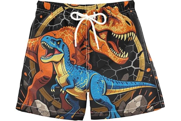 miaozhen snabbtorkande badbyxor för småbarn | Lätt och andas, badshorts för barn tonårspojkar, rytande dinosaurie, för bar