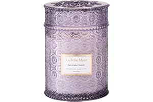 ‎LA JOLÍE MUSE LA JOLIE MUSE Scented Candle Lavender from Provence, Wooden Wick Large Scented Candle, Luxury Candles - Gifts for Women, Natural Aromatherapy Candle Made of Soy Wax, 539 g, Burn Time: 90 Hours