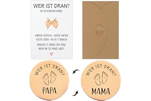 GEBETTER Schwangerschaft Geschenk Entscheidungsmünze Geschenke zur Baby Geburt Geschenkidee für Werdende Mütter Werdender Väter Neue Papa Mama Taufgeschenke Jungen Mädchen (Rosegold)