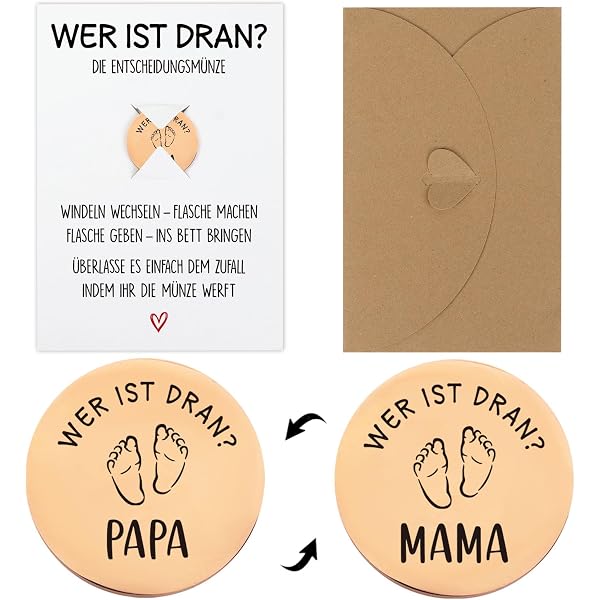 Lustige Entscheidungsmünze Für Eltern – Wer Macht's? Edelstahl-Münze Mit Mummy’s Turn / Daddy’s Turn | Geschenk Für Babyparty, Muttertag, Vatertag