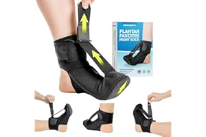 BraceAbility Skarpeta na noc zapalenie powięzi podeszwy | Miękka szyna rozciągająca do spania, ścięgna Achillesa, podparcia stopy (średnia)