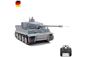 HSP HIMOTO Modellino radiocomandato del carro armato tedesco Tiger I, scala 1:16, edizione da 2.4 GHz, con effetti sonori, spari e fumo, set completo RTR.