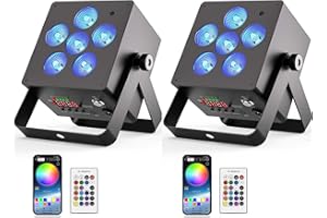 Starlitflow 2PCS 50W APP Par LED Batería, RGBWA UV Luces Escenario 5200mAh Recargable con IR Control Remoto, 2.4 Ghz Wireless D MX Control para Exteriores Fiestas Bodas Discotecas Halloween Navidad