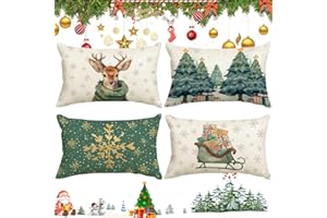 Anyingkai Fundas Cojin Navidad Juego de 4piezas,Fundas Navideñas para Cojines NavidadLavable, 30×50cm Funda de Almohadas Navideñas Decoracióntradicional,Navidena para Dormitorio Sofá Cama