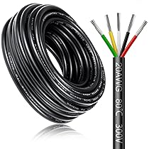 10 meter 22AWG 4 x 0,3 mm² elektrische kabel, 4-aderige kabel 5V/12V/24V/300V stroomkabel vertind koperen kabel, flexibel en zacht, lage impedantie, hoge temperatuurbestendigheid, verlengkabel