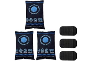 KIKAWORD 3 Pcs Car Dehumidifier Bag,Car Dehumidifier Bag Reusable Moisture and Damp Absorber for Windscreens and Interior,with 3 Pcs Dashboard Anti-Slip Mat（ 200g/Pack）