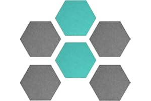 Navaris Tableau Hexagone en Feutre - Lot 6x Panneau d'affichage Mural Adhésif avec 10x Punaise - Décoration Photo Note - 15x17,7cm - Bicolore