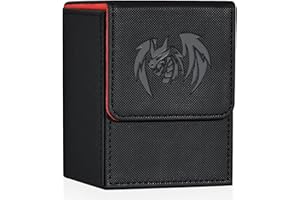 UAONO Card Deck Box für Yugioh MTG, Sammelkarten Box hält 100+ Einzel esleevte Karten mit 2 Teilern Passend, Karte Aufbewahrungsbox Kompatibel mit Magic Cards Spielkarten (Schwarz und Rot)