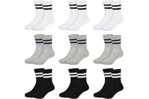 Auranso Socken kinder Tennissocken Jungen Kindersocken Mädchen (9 Paar) Baumwoll Sportsocken Weiße Schwarz Grau 27-30 31-34 35-38