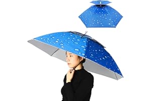 Irfora Chapeau parapluie double couche pliable pour homme et femme avec bandeau réglable pour la pêche, le camping, la randonnée
