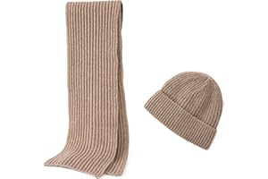 Embouro Wintermütze und Schal aus Merinowolle für Herren, warme Strickmützen, lange Schals für Damen und Herren