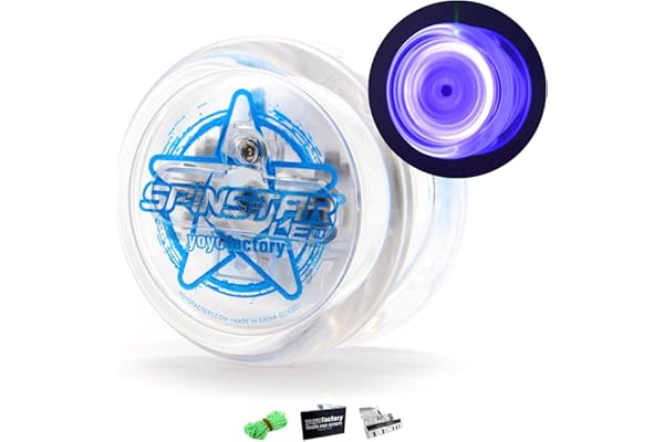 YoyoFactory SPINSTAR LED Yo-yo - Bleu (Illumine Yoyo, Idéal pour Les débutants, Ficelle Et Batteries Incluses, Jeu Yoyo Moderne, Freestyle Yoyoing Tricks)