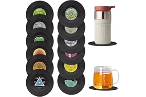 Lithyc Sottobicchieri In Vinile 12 Pezzi, sottobicchiere vinile,Sottobicchieri,Divertenti,Sottobicchieri In Silicone, Bicchieri E Sottobicchieri per Bar, Caffè, Bevande, Tazze