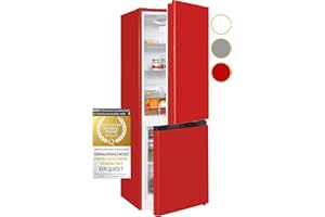 Exquisit Kühl-Gefrierkombination KGC231-60-010C rot | 175 L Volumen | Kühl-Gefrier-Kombination Türanschlag wechselbar | Temperaturregelung | Kühlgefrierkombination freistehend