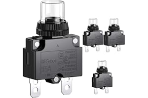 CLYXGS CLDIY 15-A-Leistungsschalter mit thermischem Überlastungsschutz 88 Series Manual Push Button Reset mit Schnellanschlussklemmen und wasserdichter Tastenkappe 32VDC oder 125 / 250VAC 4PCS