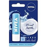 NIVEA Hydro Care Dudak Bakım Kremi, 24 Saat Nem, Aloe Vera, Saf Su ve Doğal Yağlar, SPF 15, G&uuml;n Boyu Dudak Bakımı (4,8g)
