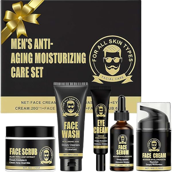 Gesichtspflege-Set Für Männer – 5-teilig Mit Reinigungsgel, Peeling, Serum, Augencreme & Gesichtscreme, Ideal Als Geschenk