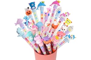 Runxin 24 szt. kawaii zwierzę długopisy, śmieszne pióro, dla dzieci ulubione imprezy, Pinata urodziny dziewczyna chłopak, torba na prezent urodzinowy dla dzieci (wielokolorowa2)