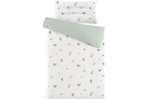 ‎SUSURRATION Susurration Musselin Kinderbettwäsche 100x135 Kissenbezug 40x60 cm aus Leicht und Komfortabel Bettwäsche Set für Baby Kinder(DinosaurierDruck) (Weißer Bambus)