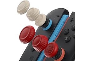 JSAUX Joystick Kappen für Nintendo Switch 2 (2025), Switch Ersatzteile, Verbesserter Gaming-Grip, Komfortabel & Langlebig, Switch 2 Joy-Con Controller Zubehör – Rot + Beige, 3 Paare (6 Stück)